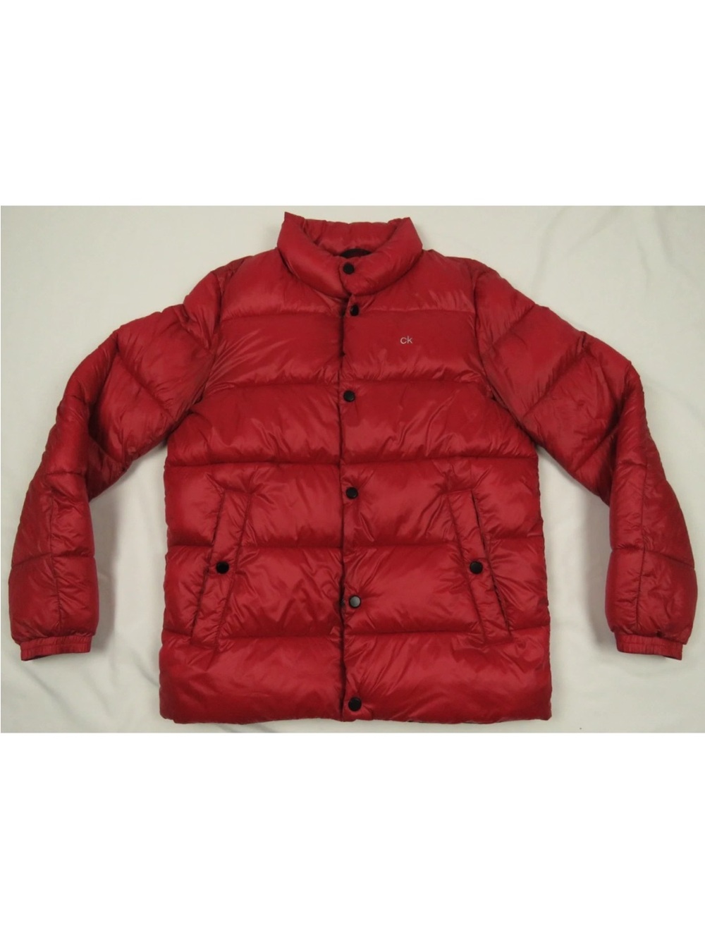 NWOT Calvin Klein Sorona Aura Quilted Red Womens Full Zip Puffer Coat Jacket S